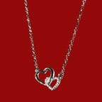 Women's Dual Heart Pendant with Chain Micro Plating