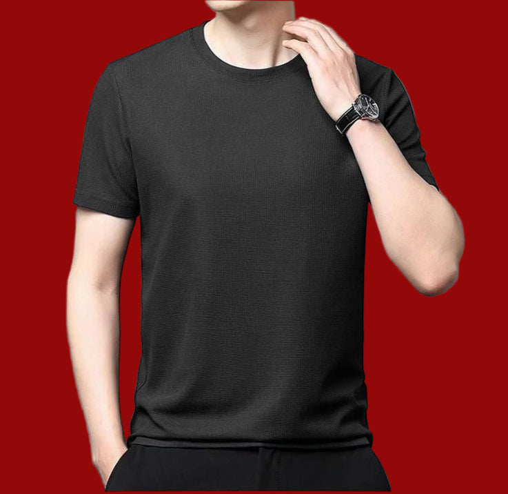 Men 4 Way Strecthable Round Neck T-shirt